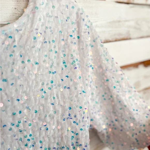 White and light pink sequin Dress - Picture 3 of 3